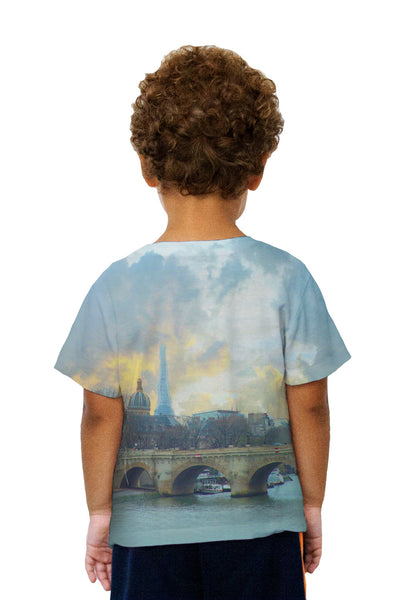 Kids Paris France Eiffel Tower Cloud Frenzy Kids T-Shirt