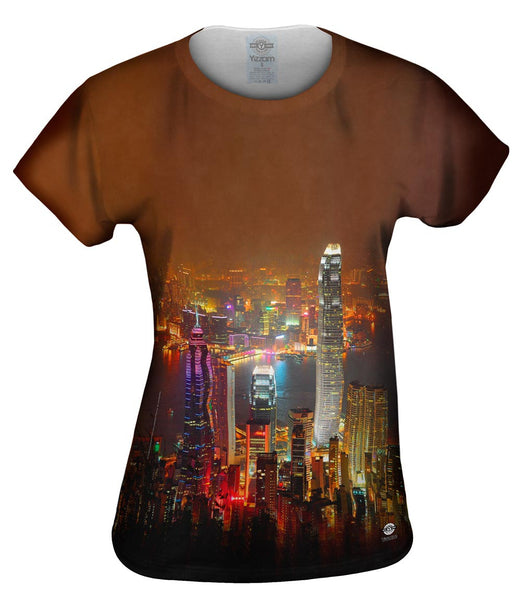 Hong Kong Night Views Womens Top