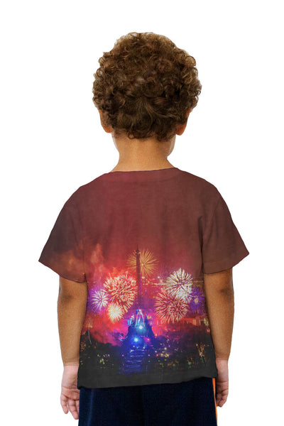 Kids New Years Eiffel Tower Fireworks Kids T-Shirt