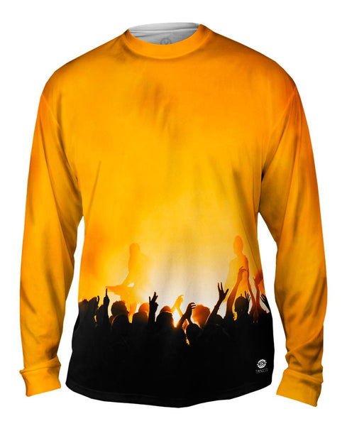 Edm Music Makes The Crowd Orange Mens Long Sleeve
