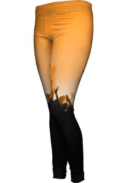 Edm Music Makes The Crowd Orange Womens Leggings