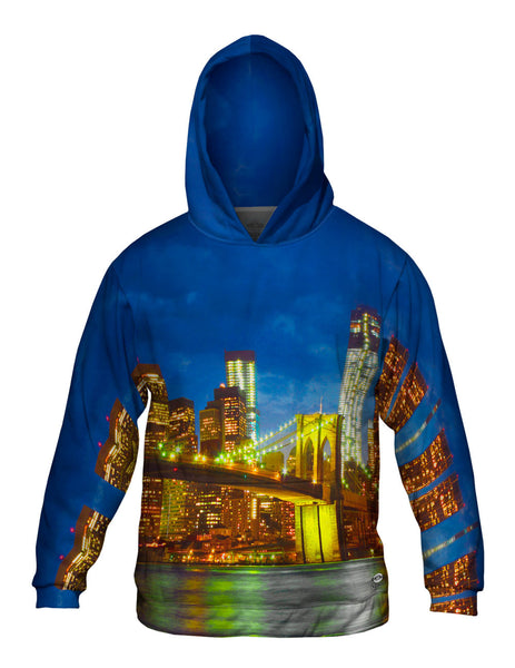 New York Skyline Navy Night&nbsp;Mens Hoodie Sweater