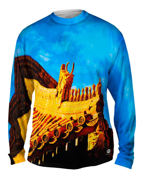 Japanese Shrine Ornate Roof Mens Long Sleeve