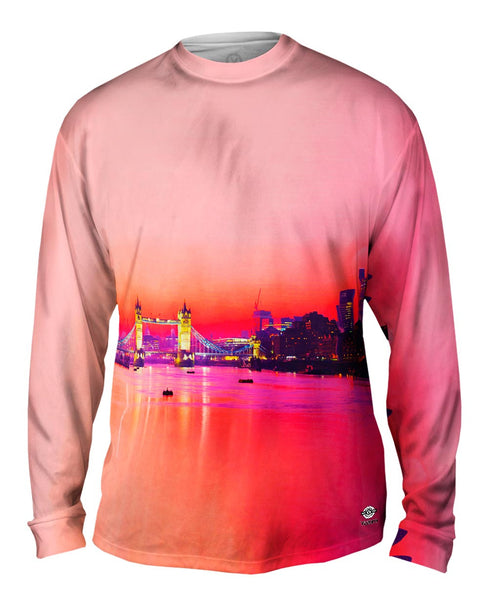 London Thames Sunset Panorama Mens Long Sleeve