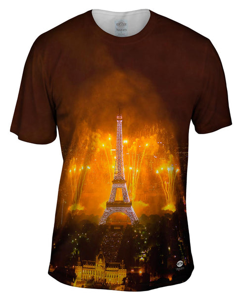 Fireworks Lighting Up Eiffel Tower Mens T-Shirt