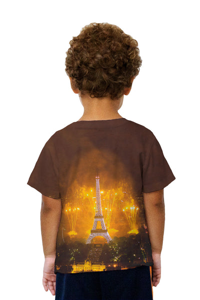 Kids Fireworks Lighting Up Eiffel Tower Kids T-Shirt