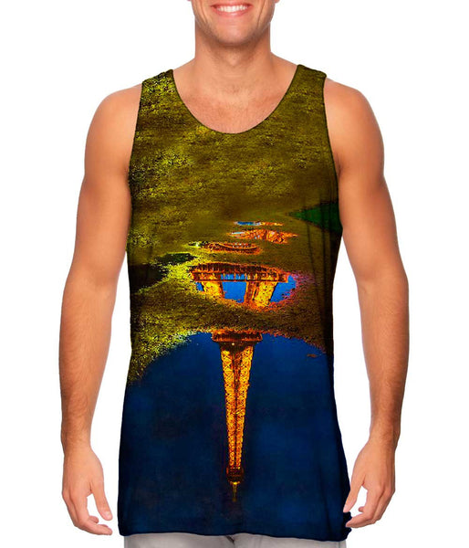 Reflection Of The Eiffel Tower In A Water Puddle&nbsp;Mens Tank Top