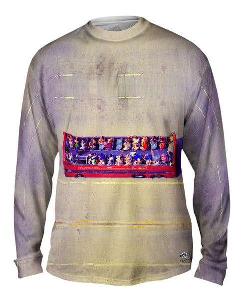 Red Tour Bus Chicago Tourists Mens Long Sleeve
