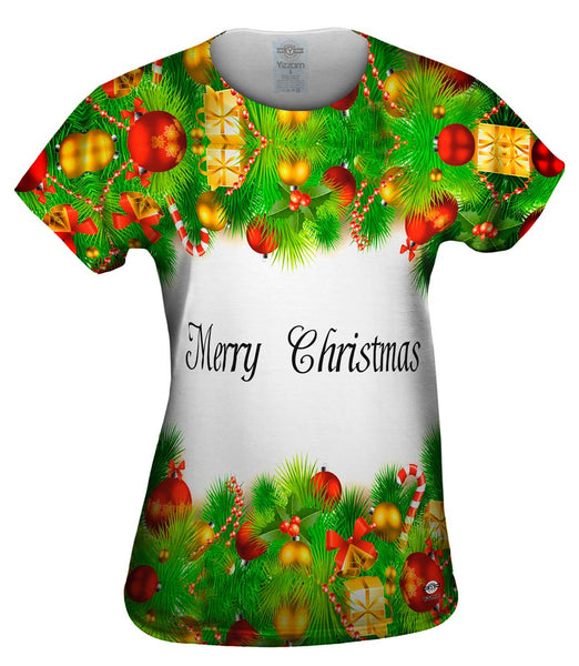 Merry Christmas Garland Womens Top
