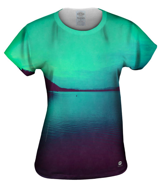 Fallen Leaf Lake Sunset Purple Green Womens Top