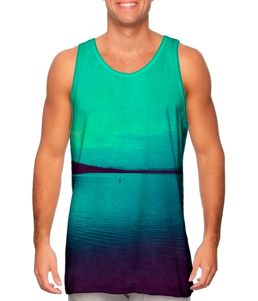 Fallen Leaf Lake Sunset Purple Green&nbsp;Mens Tank Top