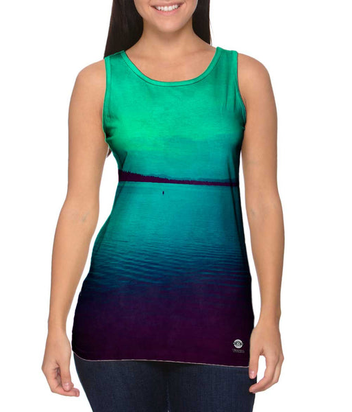 Fallen Leaf Lake Sunset Purple Green&nbsp;Womens Tank Top