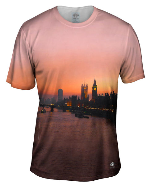 London Eye At Dusk Night Mens T-Shirt