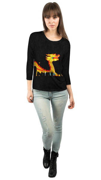 Seebrucke Golden Blue Glow Pier&nbsp;Womens 3/4 Sleeve