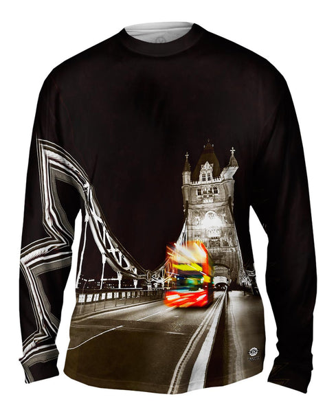 London Cliche Tower Bridge And Bus Mens Long Sleeve