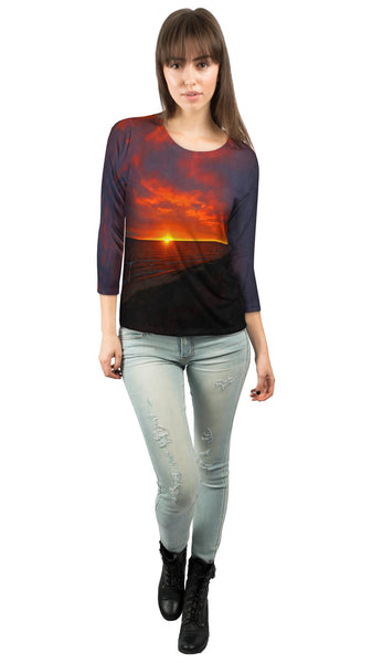 Light Blue Water Paradise&nbsp;Womens 3/4 Sleeve