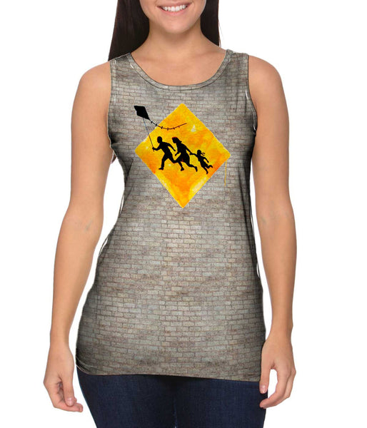 Graffiti Banksy Family Kite Flying&nbsp;Womens Tank Top