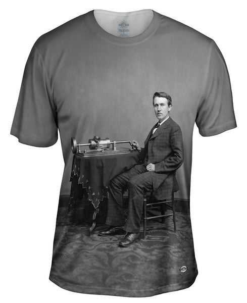 Thomas Edison And Phonograph Mens T-Shirt