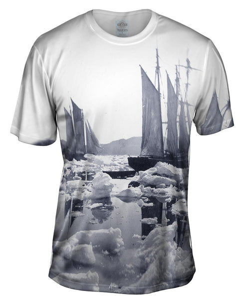 Sailing Ships In An Ice Field Mens T-Shirt
