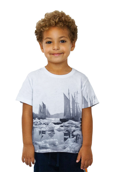Kids Sailing Ships In An Ice Field Kids T-Shirt