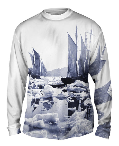 Sailing Ships In An Ice Field Mens Long Sleeve