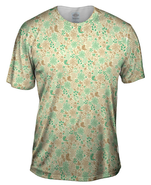 Tribal Birds And The Trees Brown Green Mens T-Shirt