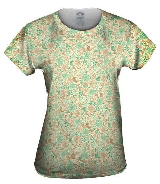 Tribal Birds And The Trees Brown Green Womens Top