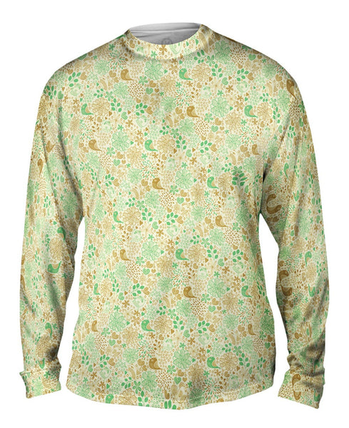 Tribal Birds And The Trees Brown Green Mens Long Sleeve