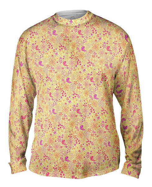 Tribal Birds And The Trees Pink Purple Mens Long Sleeve