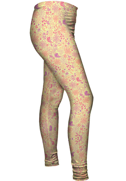 Tribal Birds And The Trees Pink Purple Womens Leggings