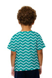 Kids Chevron Turquoise White Reversed