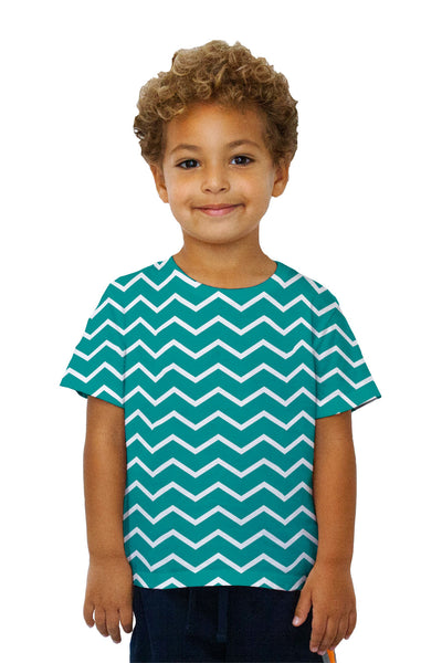 Kids Chevron Turquoise White Reversed Kids T-Shirt