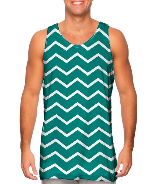 Chevron Turquoise White Reversed Mens Tank Top