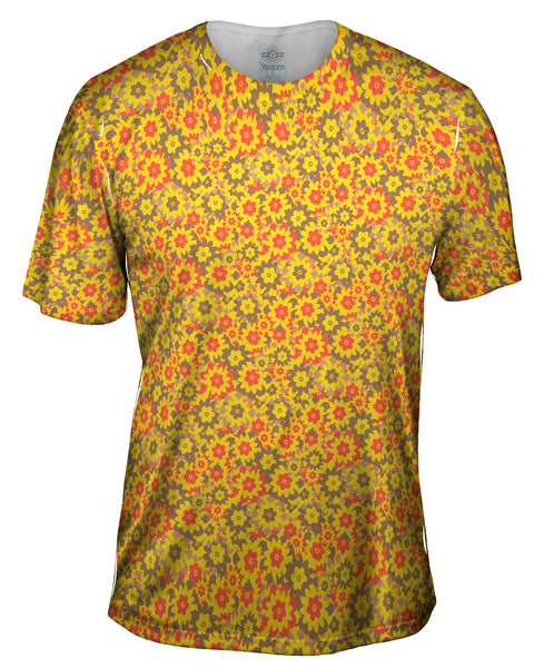 Flower Yellow Red Brown Mens T-Shirt