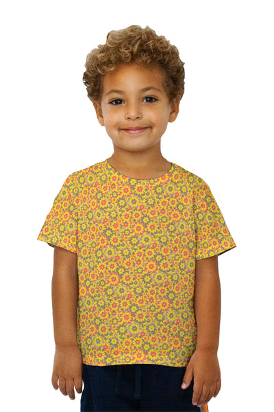 Kids Flower Yellow Red Brown Kids T-Shirt