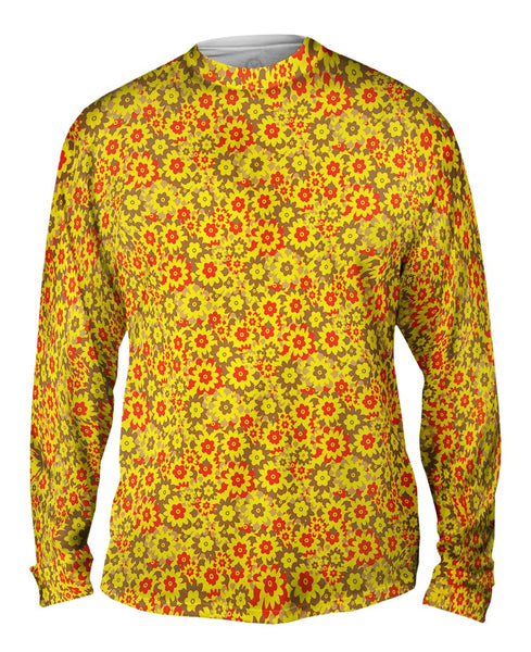 Flower Yellow Red Brown Mens Long Sleeve