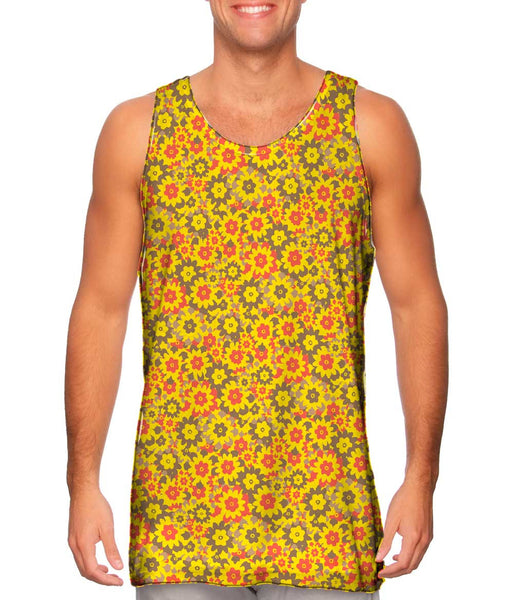Flower Yellow Red Brown Mens Tank Top