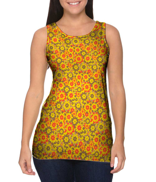 Flower Yellow Red Brown Womens Tank Top