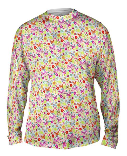 Butterfly Blossom Spring Red Mens Long Sleeve