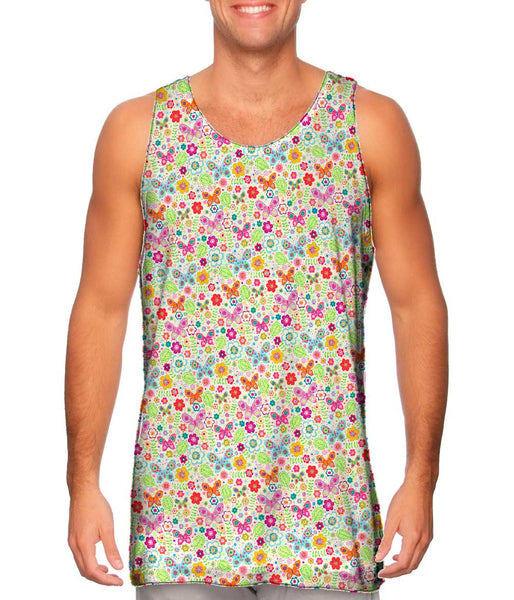 Butterfly Blossom Spring Red Mens Tank Top