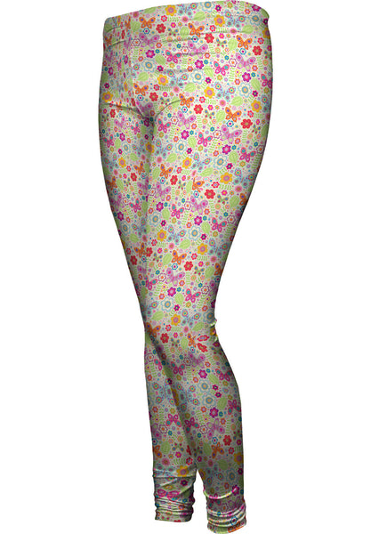 Butterfly Blossom Spring Red Womens Leggings