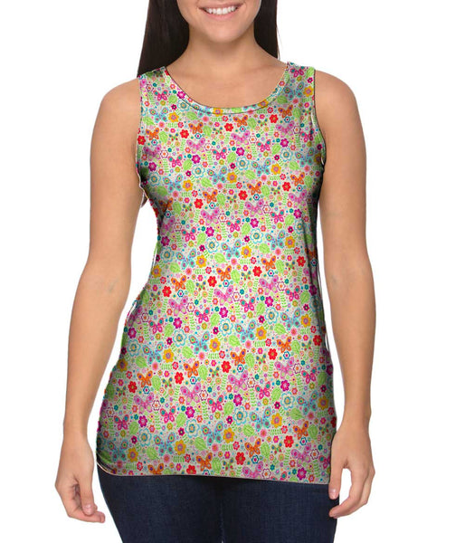 Butterfly Blossom Spring Red Womens Tank Top