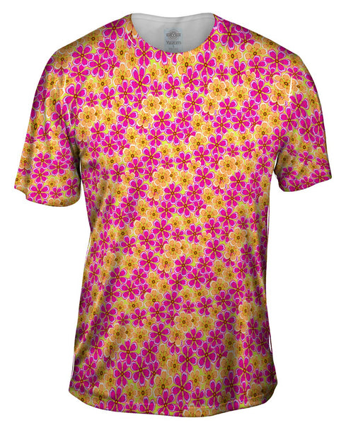 Flower Garden Yellow Magenta Mens T-Shirt