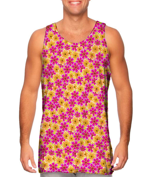 Flower Garden Yellow Magenta Mens Tank Top