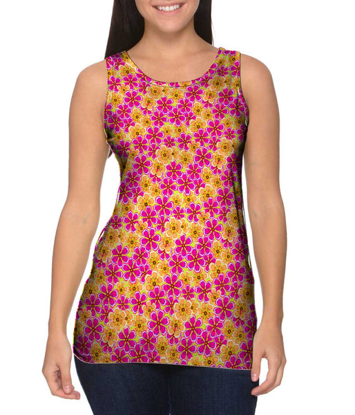 Flower Garden Yellow Magenta Womens Tank Top