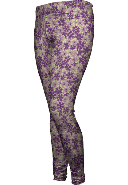 Flower Garden Purple Mint Womens Leggings