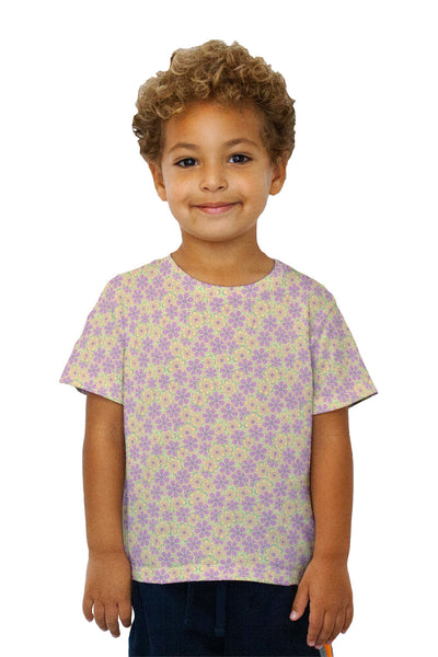 Kids Flower Garden Purple Green Soft Kids T-Shirt