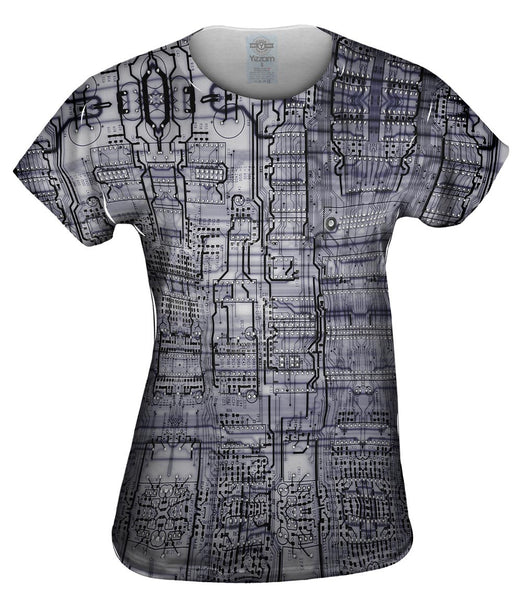 Circuit Board Black And White Womens Top