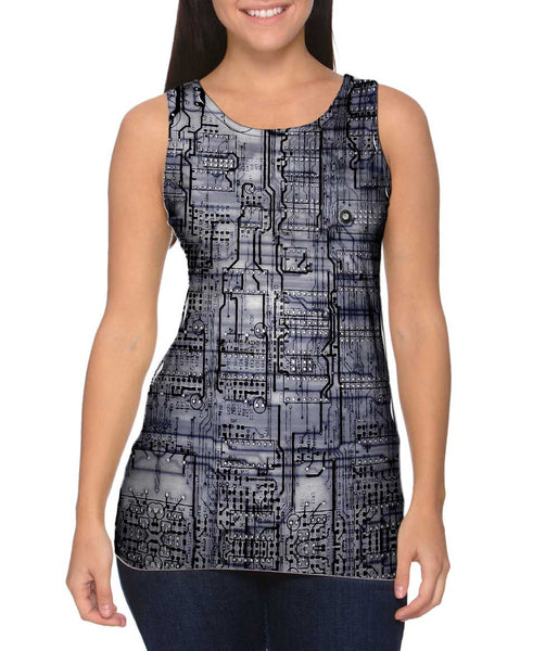 Circuit Board Black And White&nbsp;Womens Tank Top