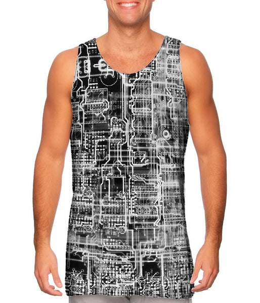 Circuit Board White&nbsp;Mens Tank Top